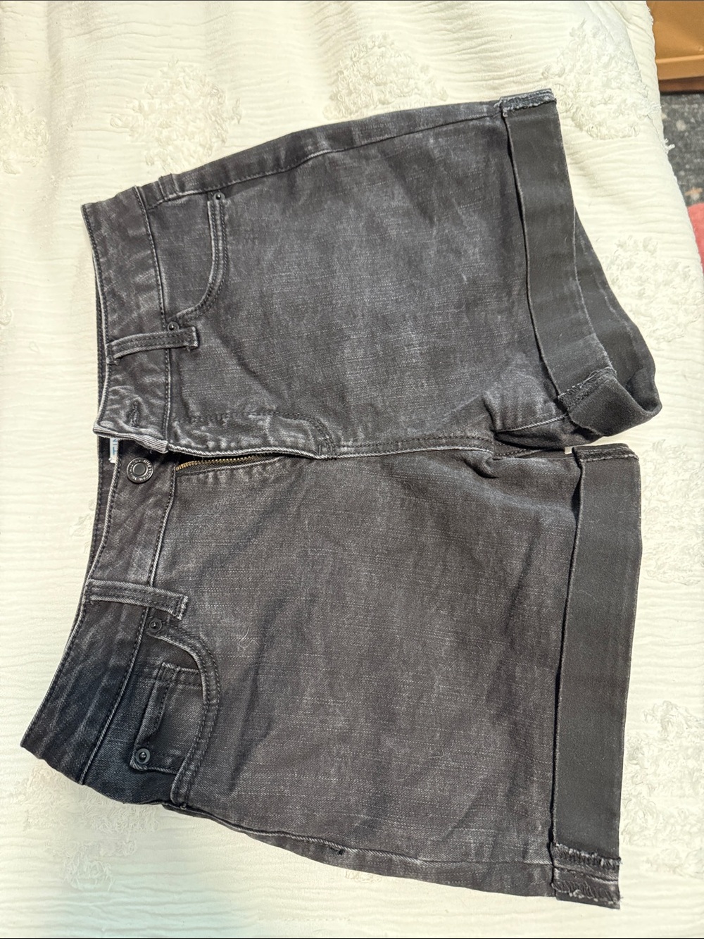 Time and Tru Black Denim Shorts with Cuffed Hem